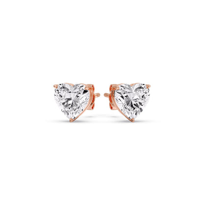 Heart Shaped 3 Prong Basket Stud Earring Fascinating Diamonds