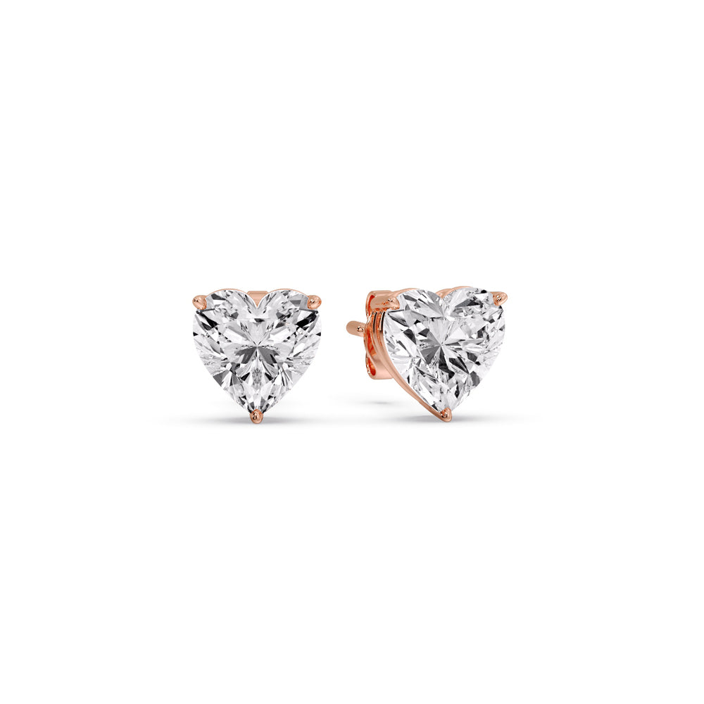 Heart Shaped 3 Prong Basket Stud Earring Fascinating Diamonds