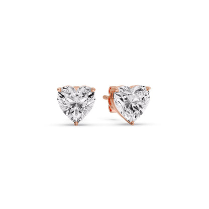 Heart Shaped 3 Prong Basket Stud Earring Fascinating Diamonds