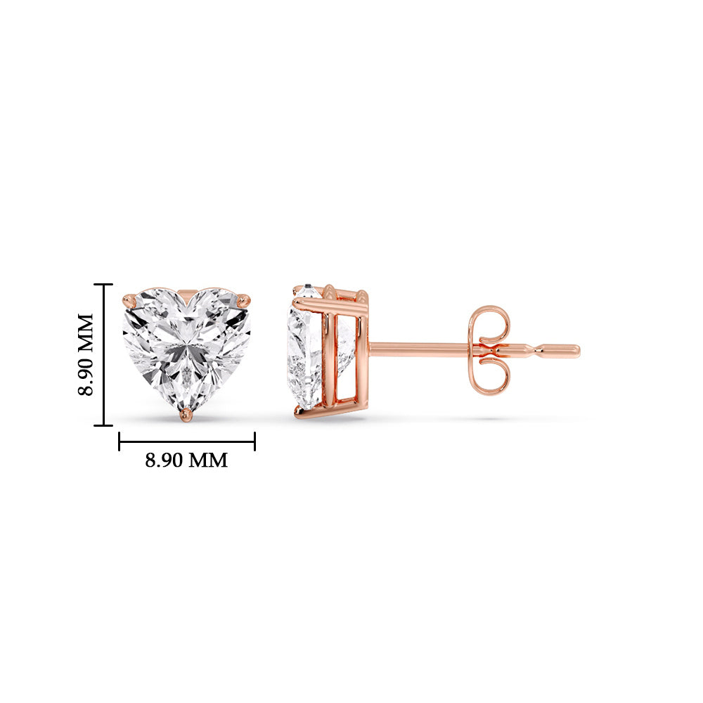 Heart Shaped 3 Prong Basket Stud Earring Fascinating Diamonds