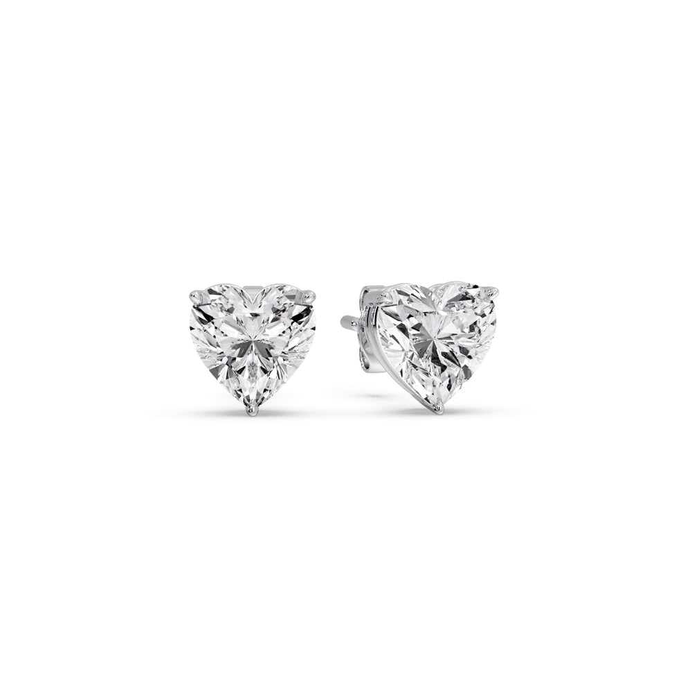 Heart Shaped 3 Prong Basket Stud Earring Fascinating Diamonds