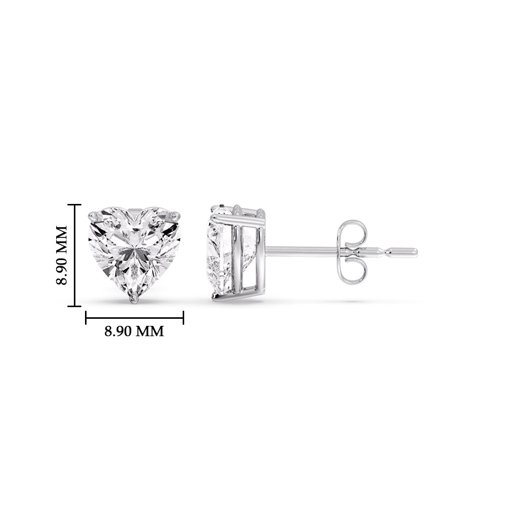 Heart Shaped 3 Prong Basket Stud Earring Fascinating Diamonds