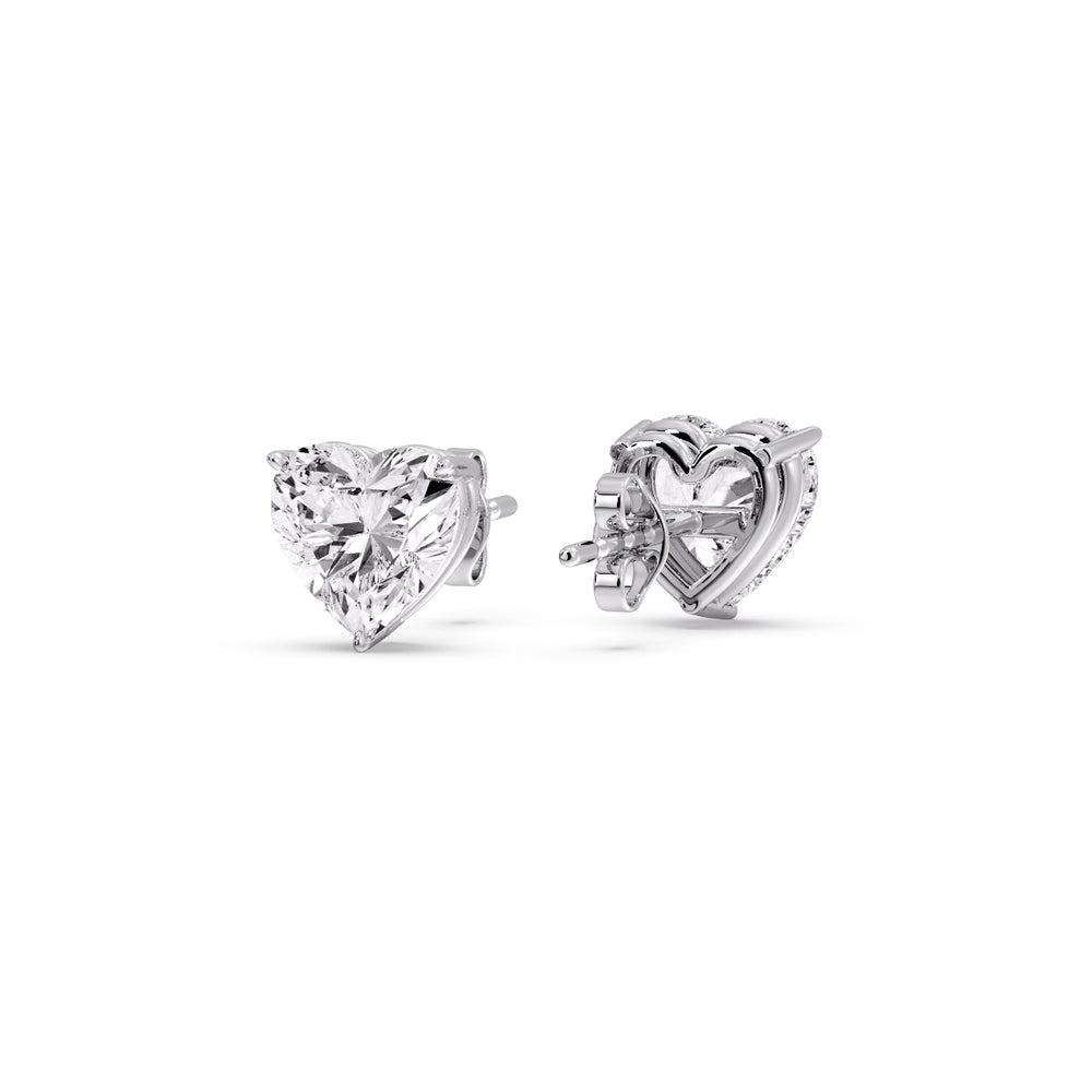 Heart Shaped 3 Prong Basket Stud Earring Fascinating Diamonds