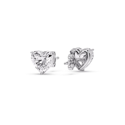 Heart Shaped 3 Prong Basket Stud Earring Fascinating Diamonds