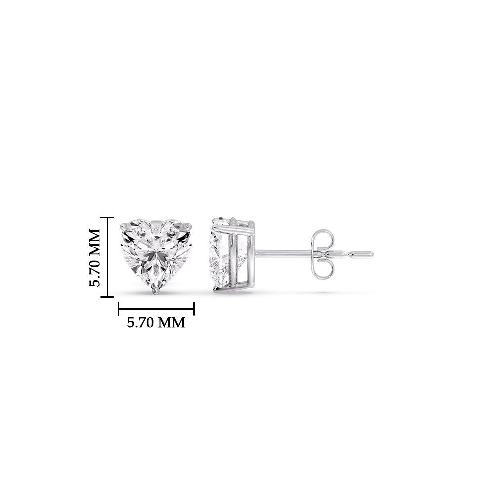 Heart Shaped 3 Prong Basket Stud Earring Fascinating Diamonds