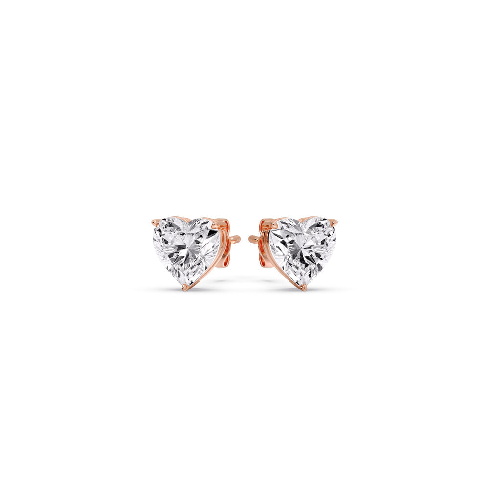 Heart Shaped 3 Prong Basket Stud Earring Fascinating Diamonds