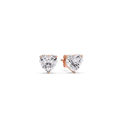 Heart Shaped 3 Prong Basket Stud Earring Fascinating Diamonds