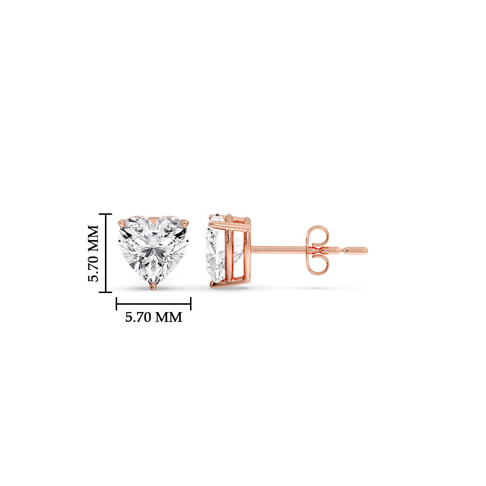 Heart Shaped 3 Prong Basket Stud Earring Fascinating Diamonds