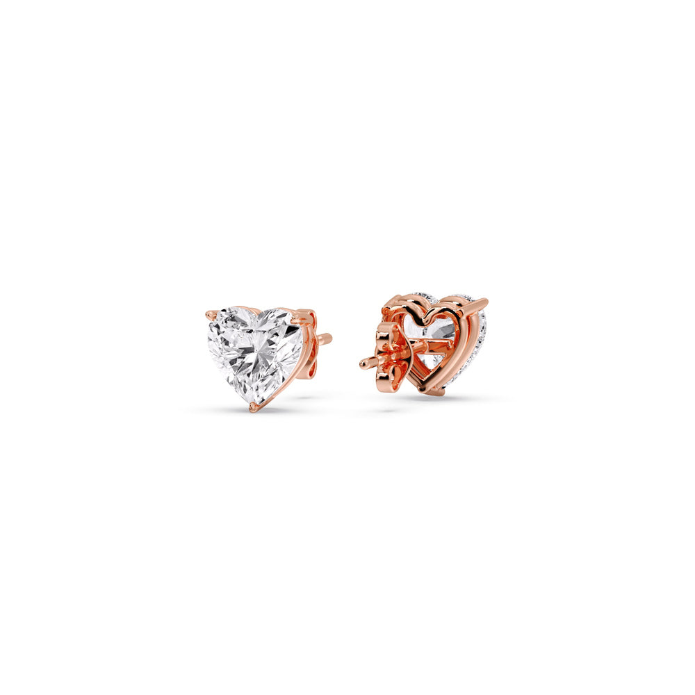 Heart Shaped 3 Prong Basket Stud Earring Fascinating Diamonds