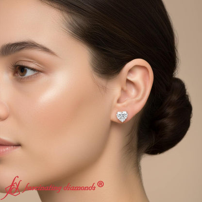 Heart Shaped 3 Prong Basket Stud Earring Fascinating Diamonds