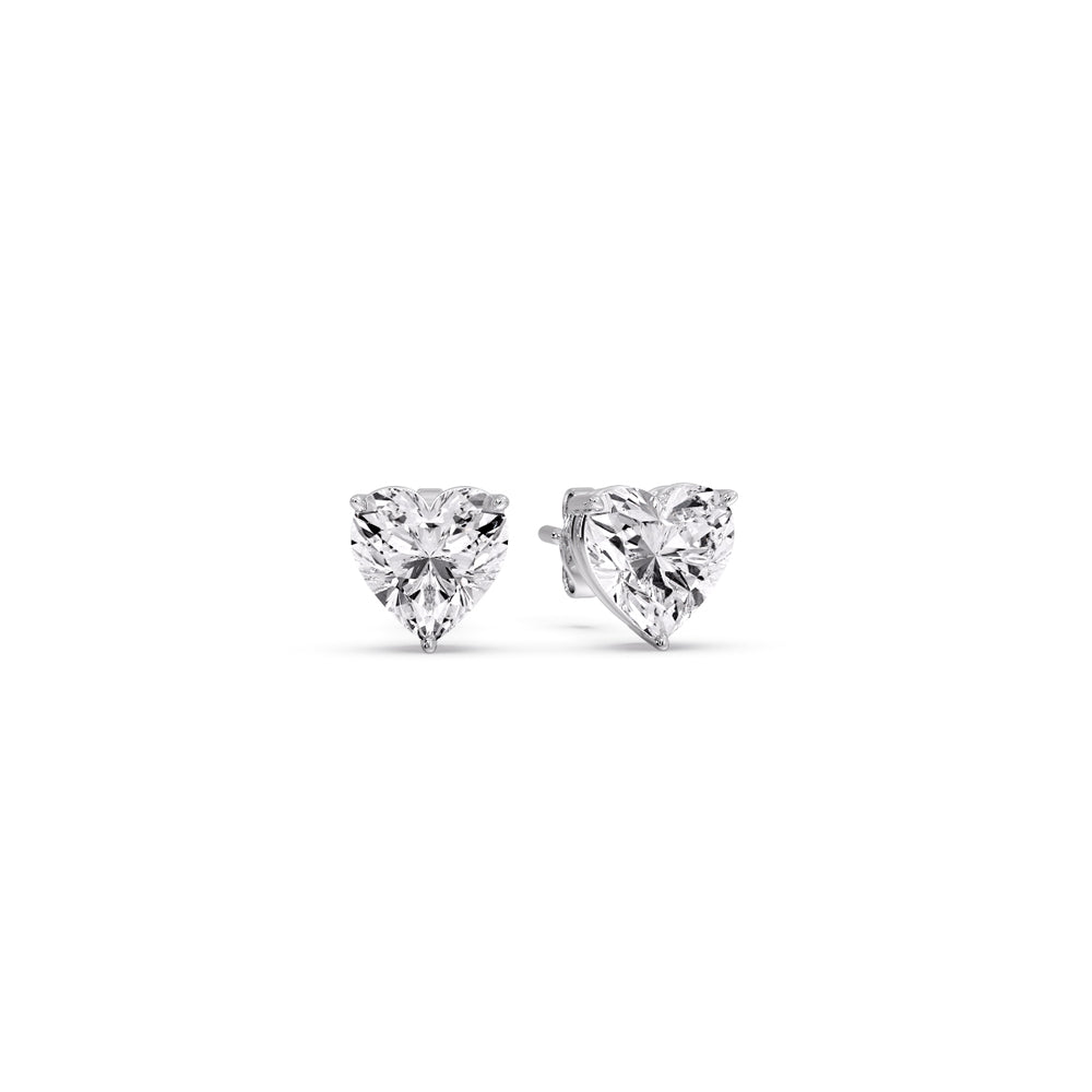 Heart Shaped 3 Prong Basket Stud Earring Fascinating Diamonds