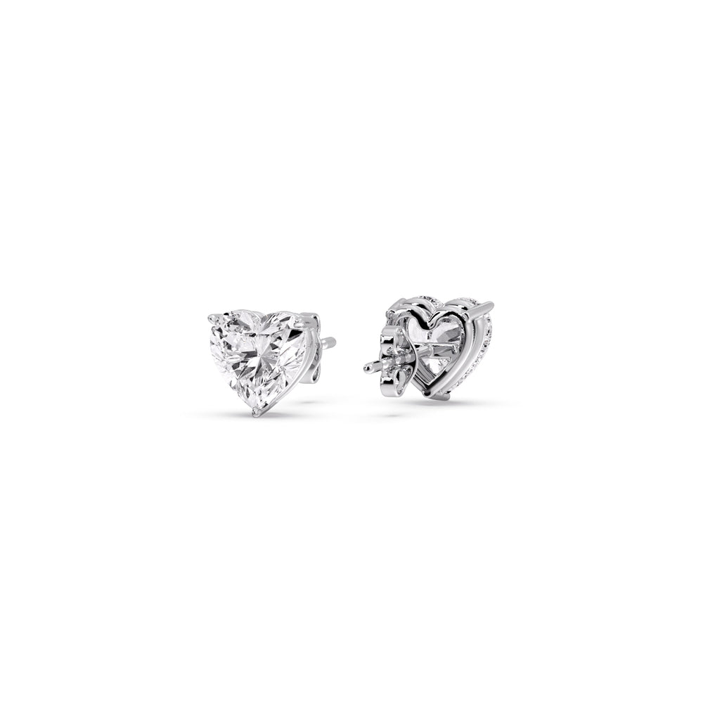Heart Shaped 3 Prong Basket Stud Earring Fascinating Diamonds