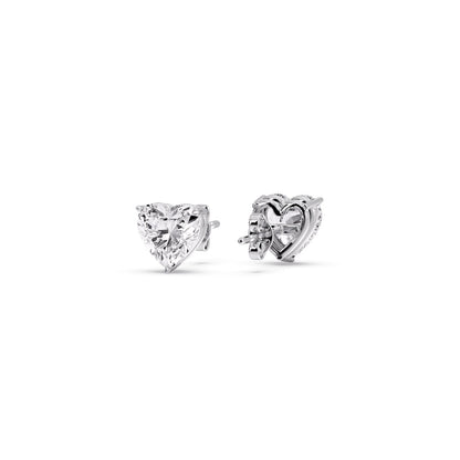 Heart Shaped 3 Prong Basket Stud Earring Fascinating Diamonds