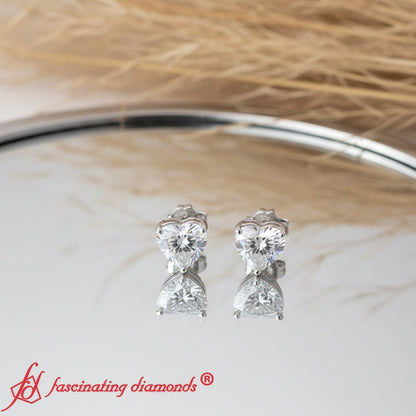 Heart Shaped 3 Prong Basket Stud Earring Fascinating Diamonds