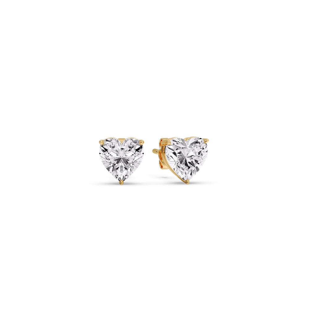 Heart Shaped 3 Prong Basket Stud Earring Fascinating Diamonds