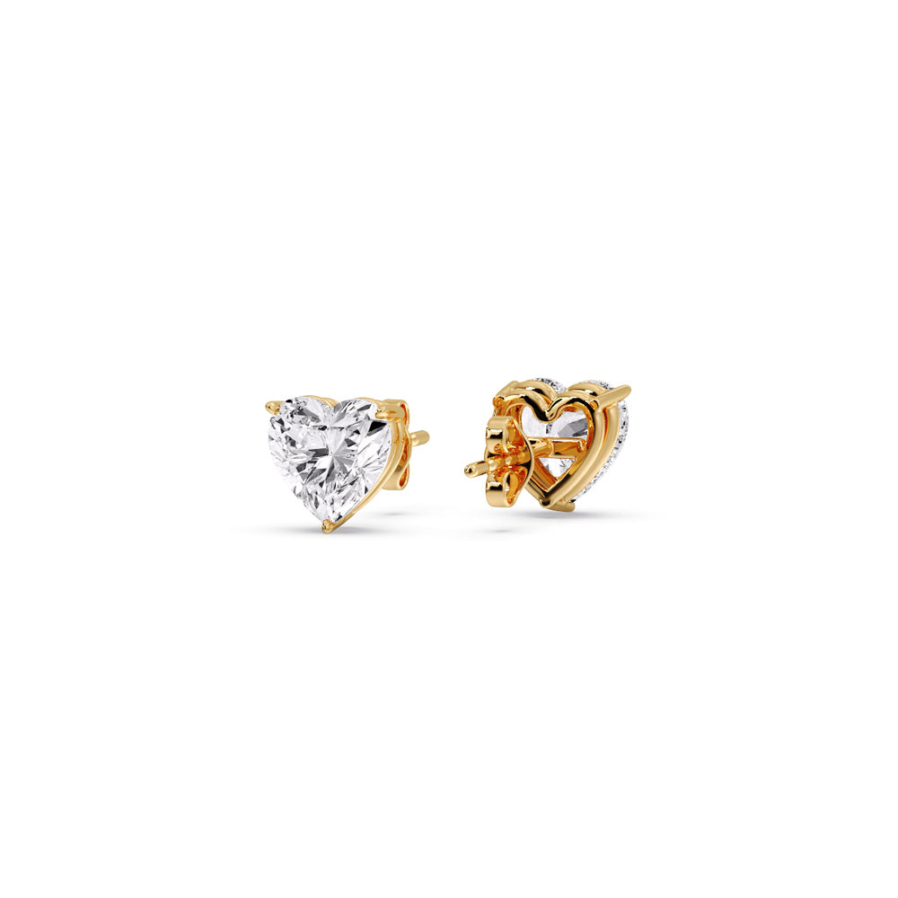 Heart Shaped 3 Prong Basket Stud Earring Fascinating Diamonds