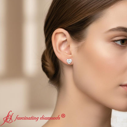 Heart Shaped 3 Prong Basket Stud Earring Fascinating Diamonds