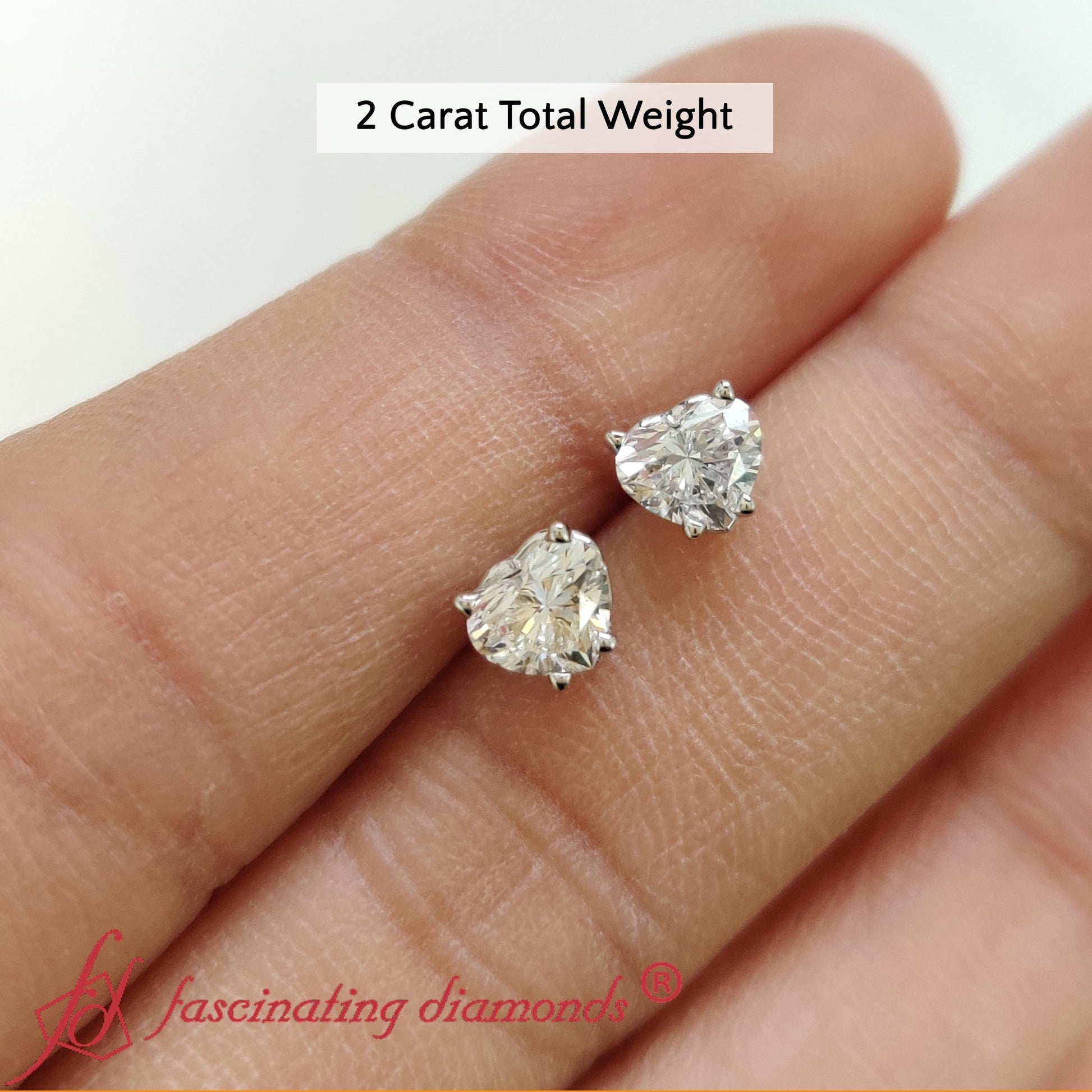 Heart Shaped 3 Prong Basket Stud Earring Fascinating Diamonds