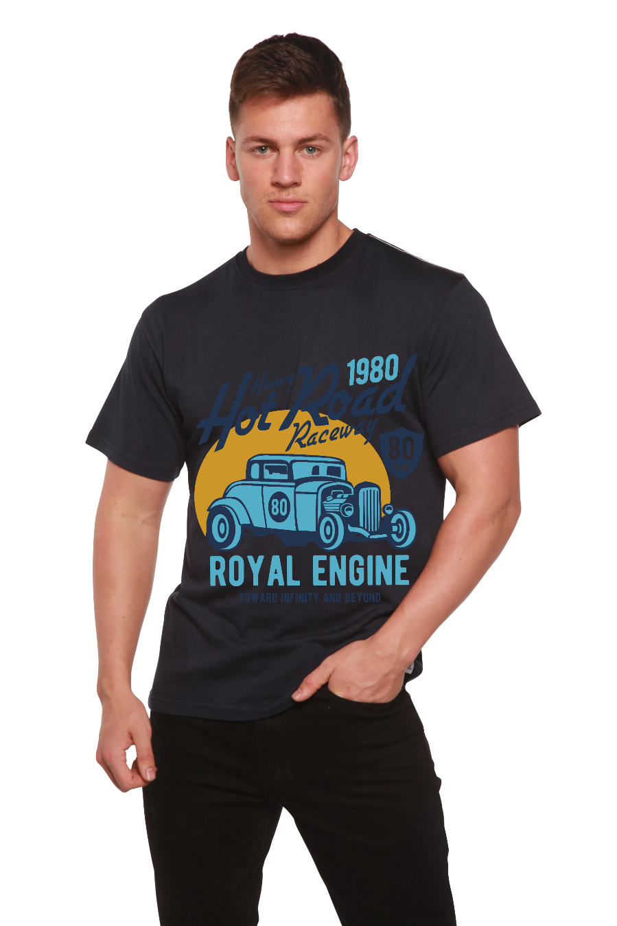 Heavy Hot Road Men's Bamboo Viscose/Organic Cotton Short Sleeve Graphic T-Shirt Spun Bamboo