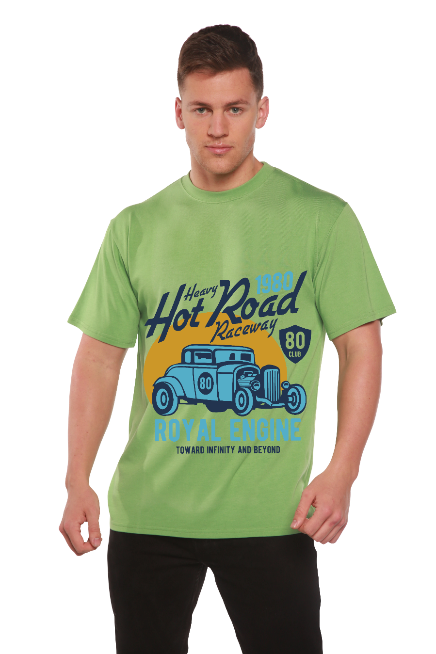 Heavy Hot Road Men's Bamboo Viscose/Organic Cotton Short Sleeve Graphic T-Shirt Spun Bamboo