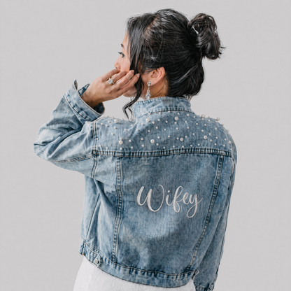 Embroidered Denim Jacket - Wifey Miss To Mrs® Shop