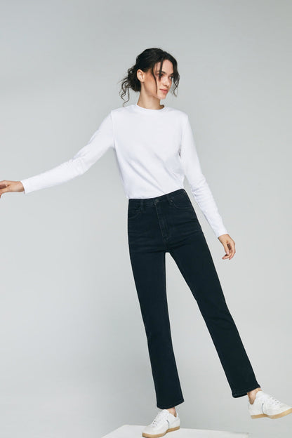 Two Shots High Rise Straight Crop Jeans HJ013 Hey Joanie