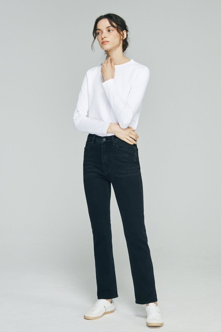 Two Shots High Rise Straight Crop Jeans HJ013 Hey Joanie