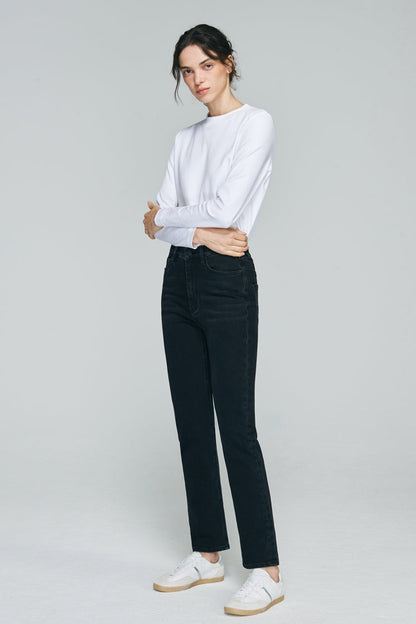 Two Shots High Rise Straight Crop Jeans HJ013 Hey Joanie