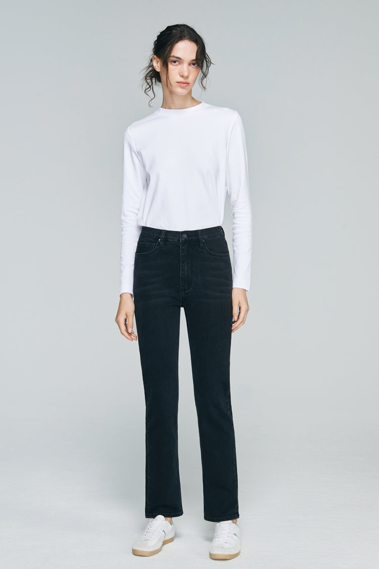 Two Shots High Rise Straight Crop Jeans HJ013 Hey Joanie
