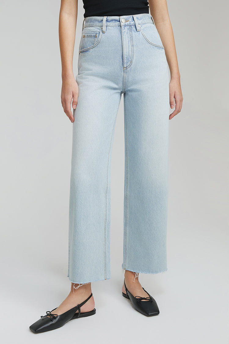 Moon Curve Raw Hem Crop Jeans HJ129 Hey Joanie