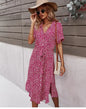 Women's Floral Summer Midi Dress with V Neck