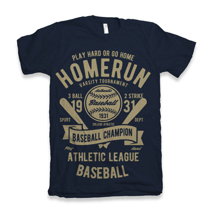 Homerun Baseball Men's Bamboo Viscose/Organic Cotton Short Sleeve Graphic T-Shirt Spun Bamboo