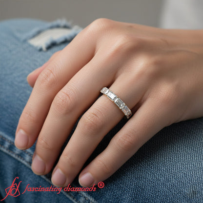 Horizontal Emerald Cut Classic Band Fascinating Diamonds
