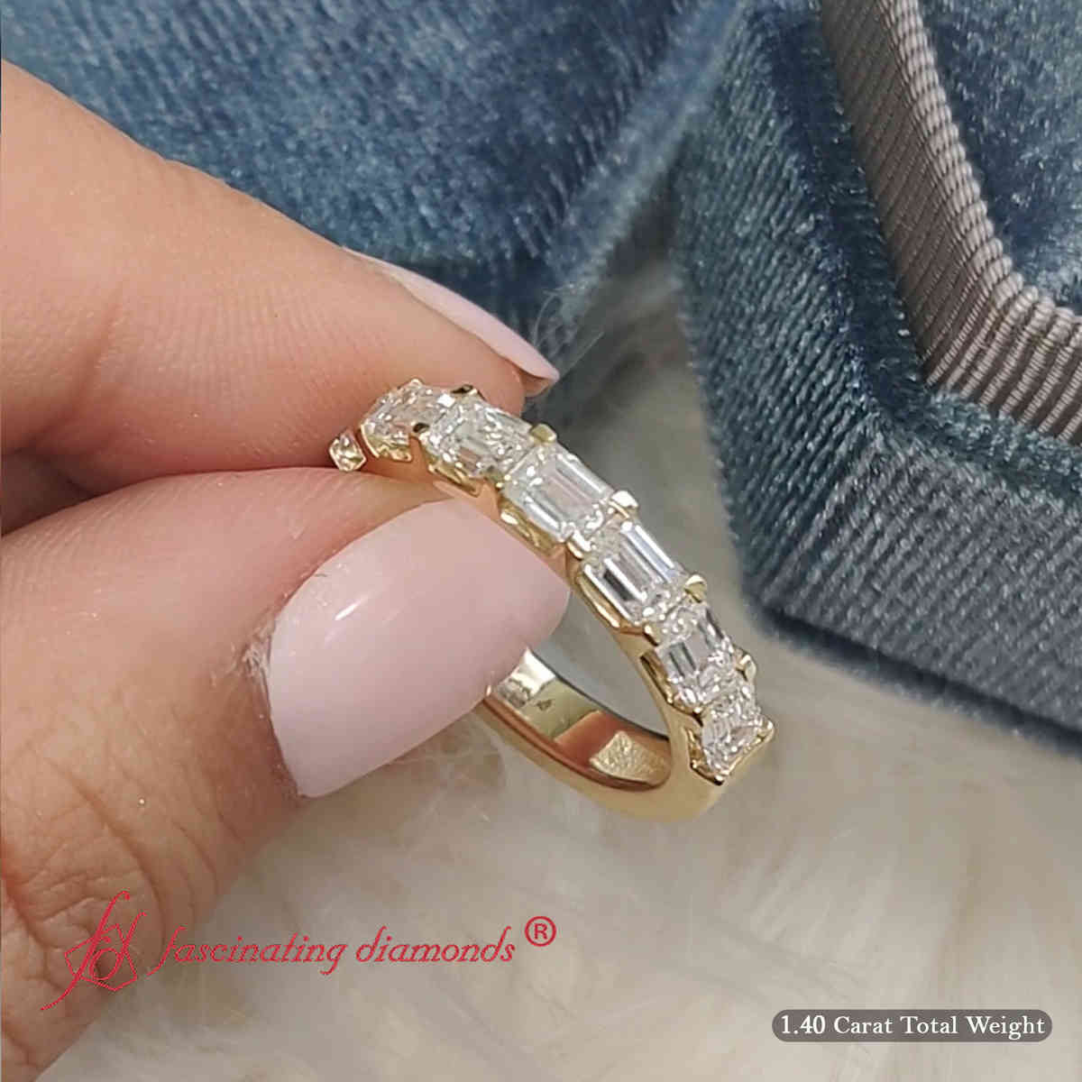 Horizontal Emerald Cut Classic Band Fascinating Diamonds
