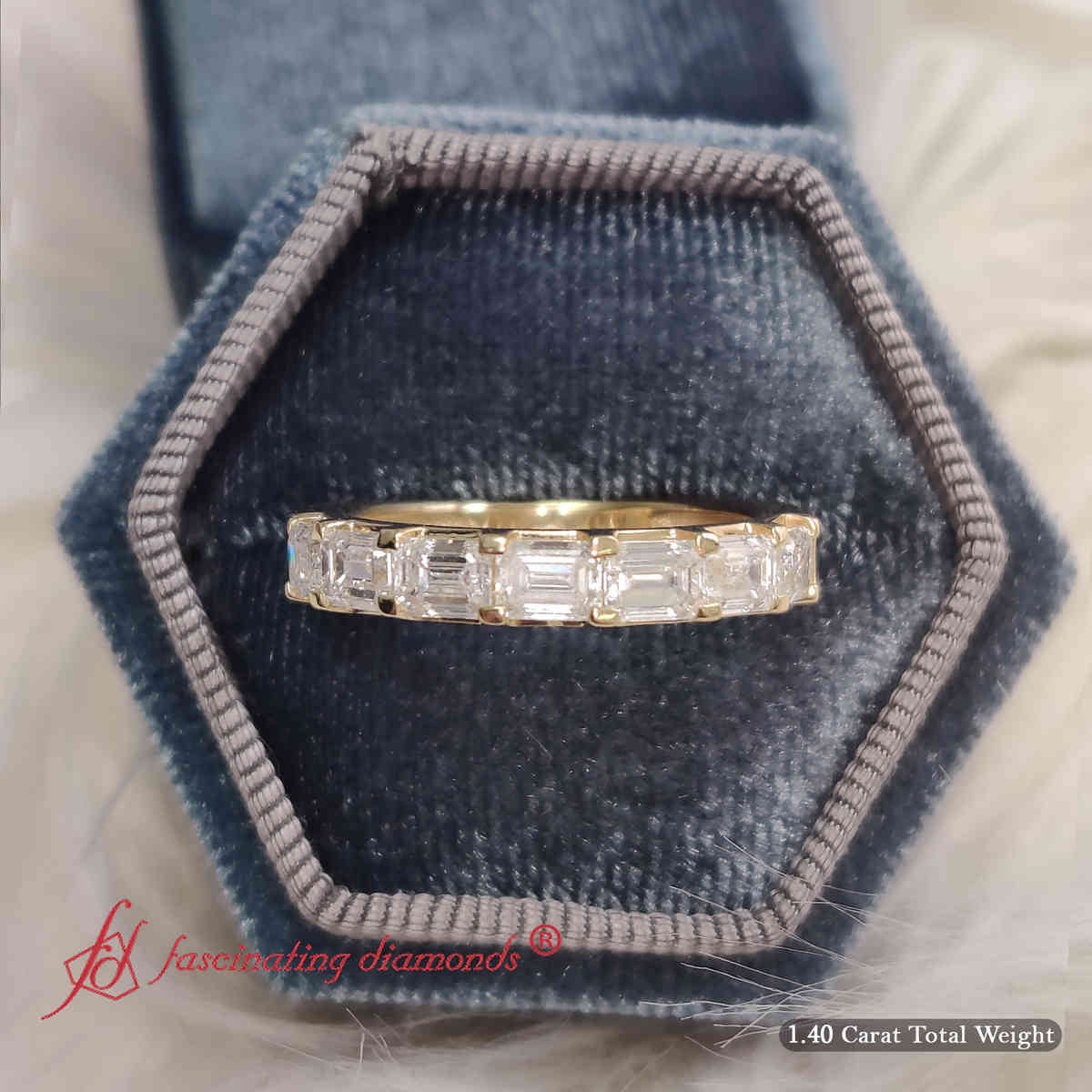 Horizontal Emerald Cut Classic Band Fascinating Diamonds