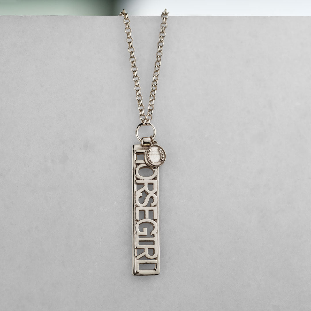 Horse Girl - Equestrian Dog Tag Necklace in Silver Urban-Equestrian