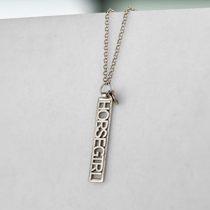 Horse Girl - Equestrian Dog Tag Necklace in Silver Urban-Equestrian