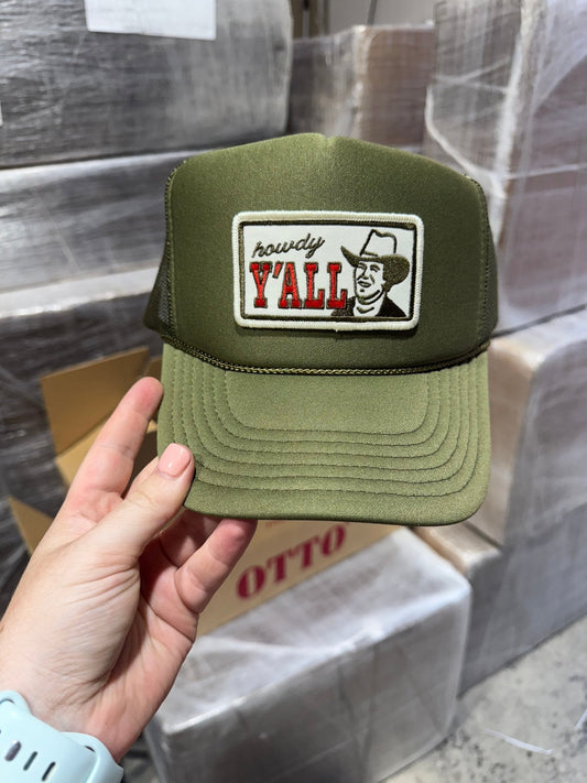 Howdy Y'all Olive Patch Trucker Hat Wild Junkie