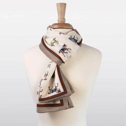 The Paddock Wrap- Equestrian Motif Double Sided Jacquard Scarf Urban-Equestrian