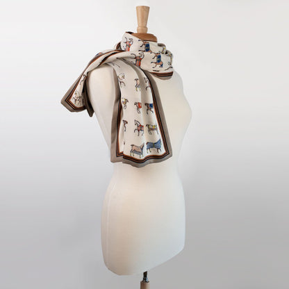 The Paddock Wrap- Equestrian Motif Double Sided Jacquard Scarf Urban-Equestrian