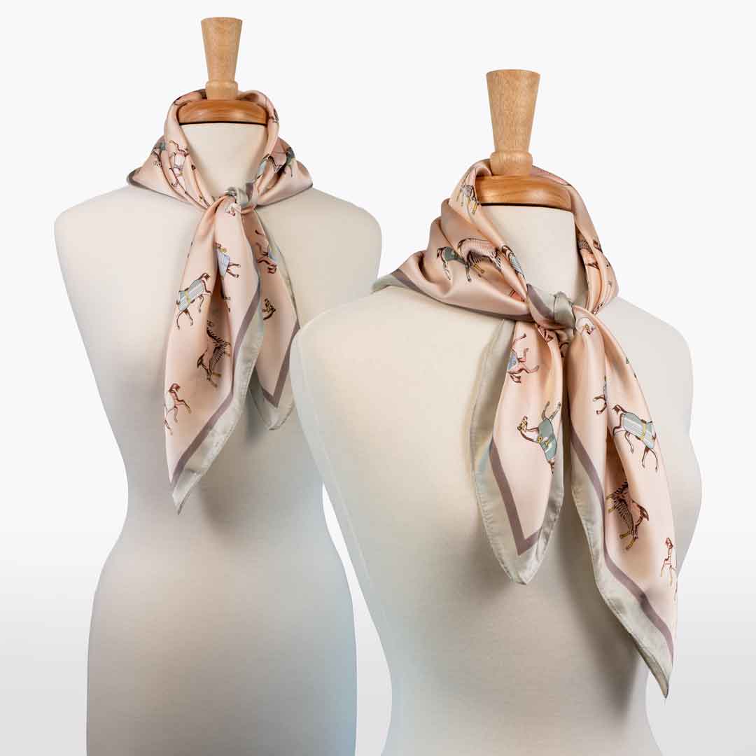 Hunt Club - Stylized Equestrian Scarf in Ivory and Dusty Pink Urban-Equestrian