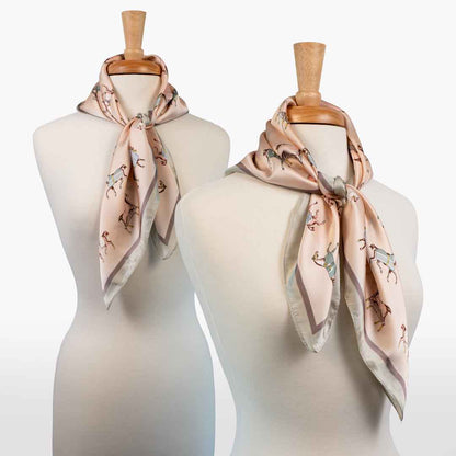 Hunt Club - Stylized Equestrian Scarf in Ivory and Dusty Pink Urban-Equestrian