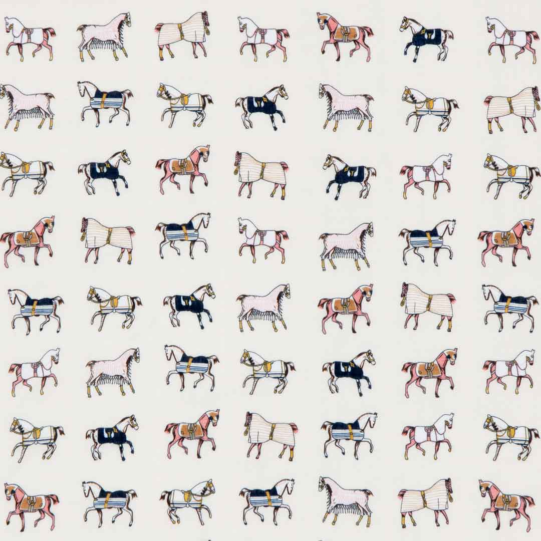 Hunt Club - Stylized Equestrian Pattern in Ivory Fine Cotton Scarf Urban-Equestrian