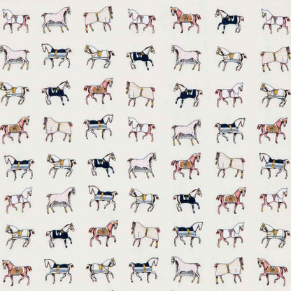 Hunt Club - Stylized Equestrian Pattern in Ivory Fine Cotton Scarf Urban-Equestrian