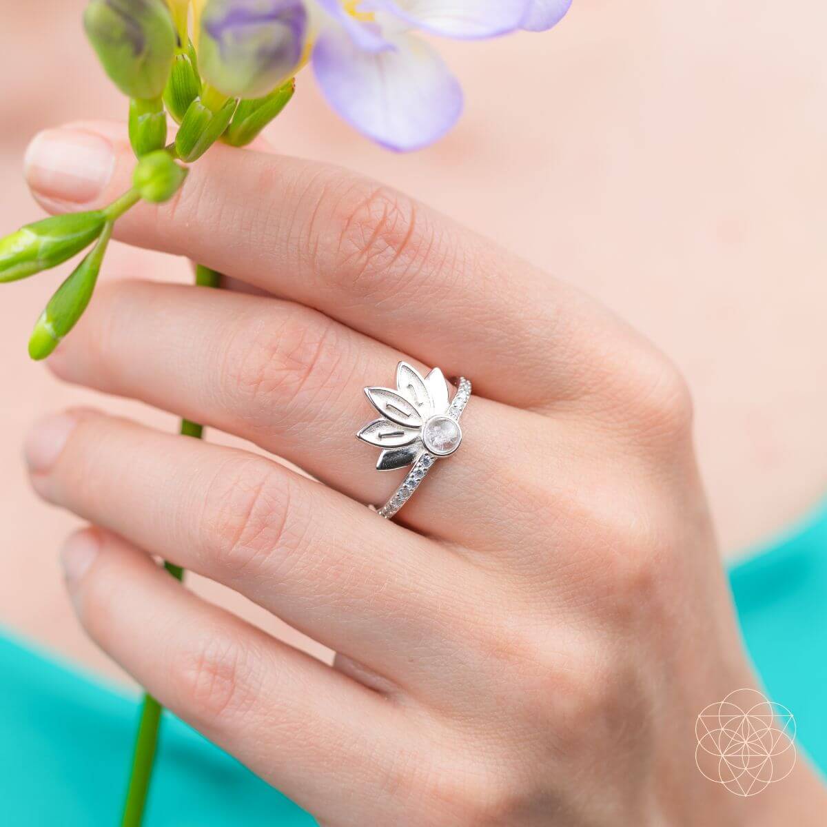 I Am Divinely Guided: 111 Angel Number Silver Lotus Ring Conscious Items