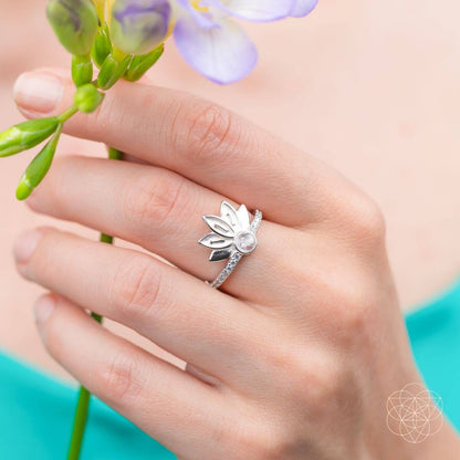 I Am Divinely Guided: 111 Angel Number Silver Lotus Ring Conscious Items