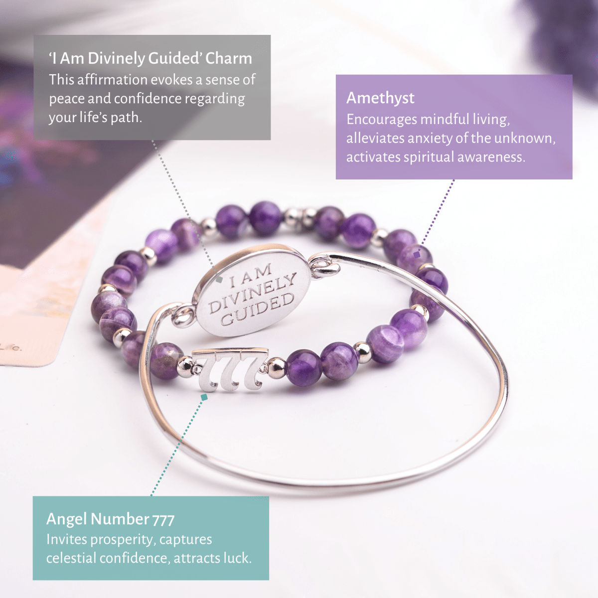 I Am Fortunate - 777 Lucky Amethyst Bracelet Set Conscious Items