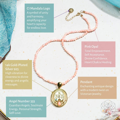 I Am Love - 333 Pink Opal Silver Necklace of True Love Conscious Items