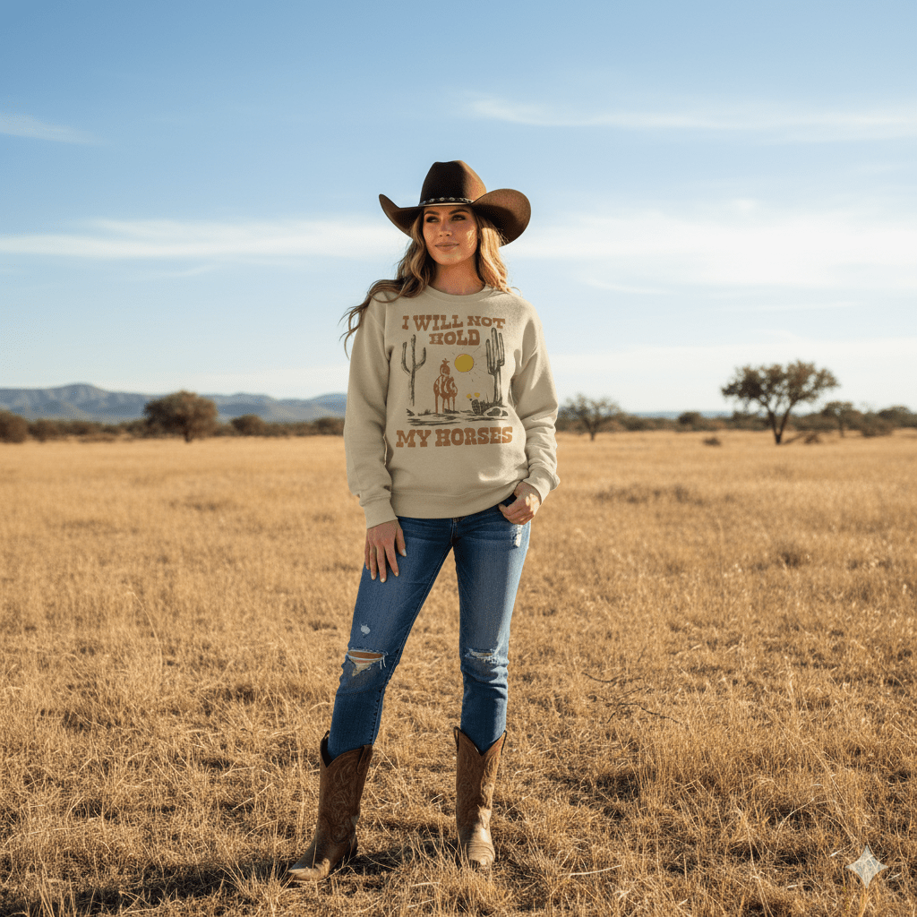 I Will Not Hold My Horses Graphic Sweatshirt Wild Junkie