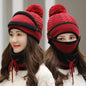 Women's Warm Knitted Beanie Hat and Scarf Set (3pcs)